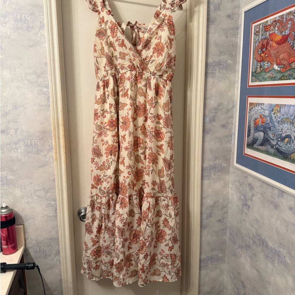 Torrid Cream and Pink Floral Maxi Dress